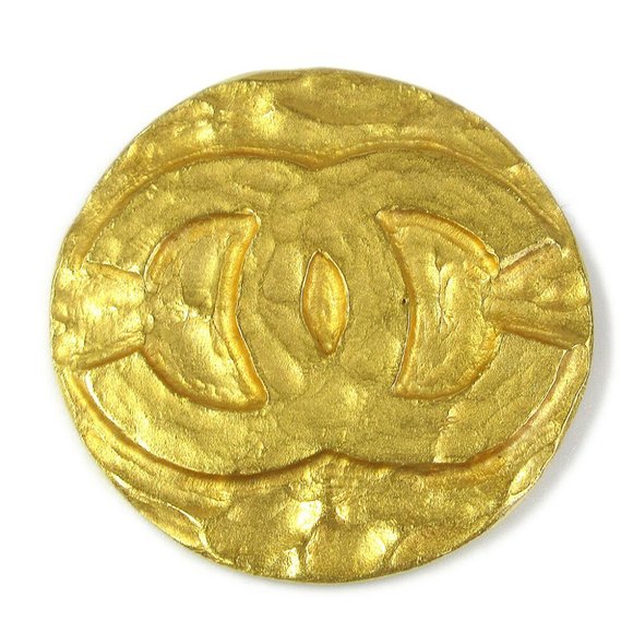 Authentic CHANEL CC Medallion Motif Brooch Pin Corsage Gold-Tone 94P Vintage - Picture 1 of 4